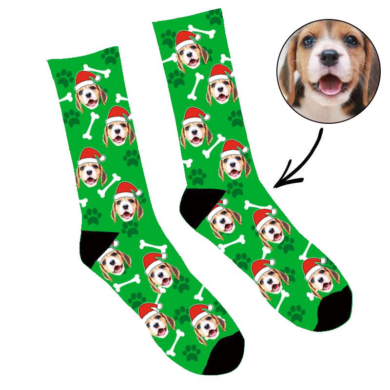 Custom Face Socks Santa My Dog Socks - Make Custom Gifts