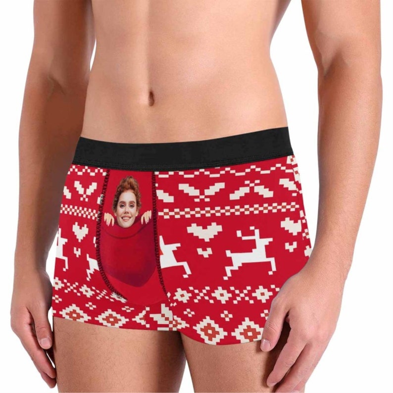 Custom Face Christmas Snow Men's Boxer Briefs
