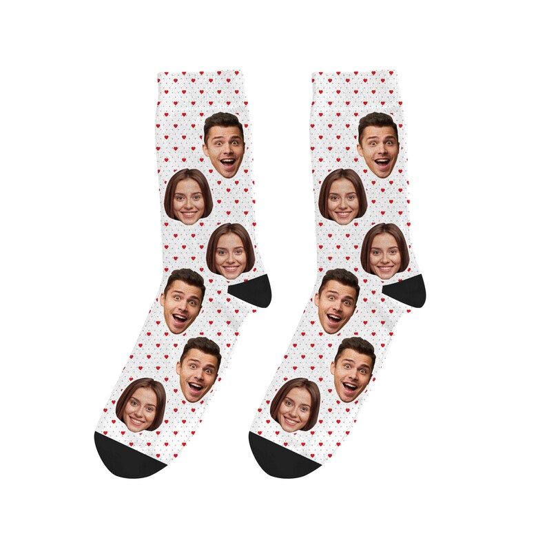 Couple Faces Socks With Heart Shape Couple Socks