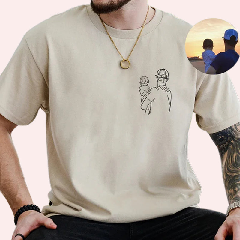 Father's Day Gift Custom Embroidered Portrait Photo Sweatshirt, Unique Gifts for Dad