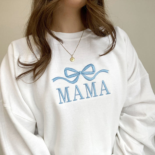 Custom Mama Sweatshirt with Bow Design - Personalized Mother's Day Gift Idea