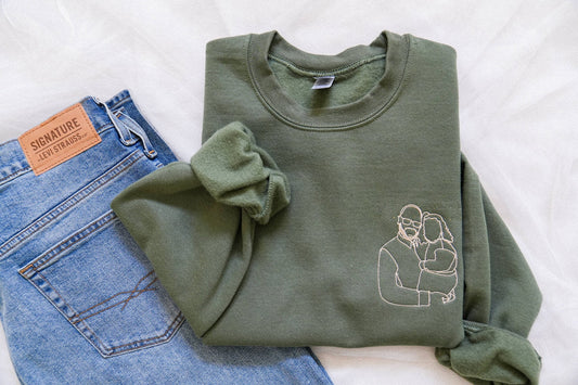 Dad’s Portrait Hoodie – Custom Embroidered Design