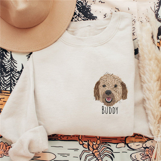 Custom Pet Embroidered Gifts For Pet Lover Custom Pet Face and Pet name Sweatshirt