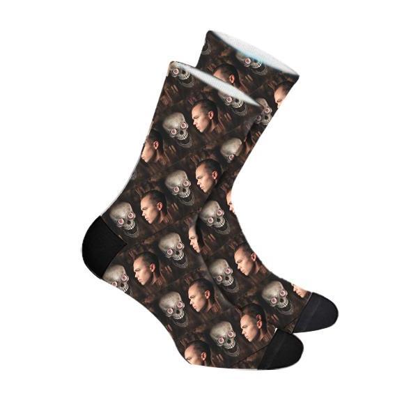 Custom Halloween Skull Face Socks Photo Socks - Make Custom Gifts