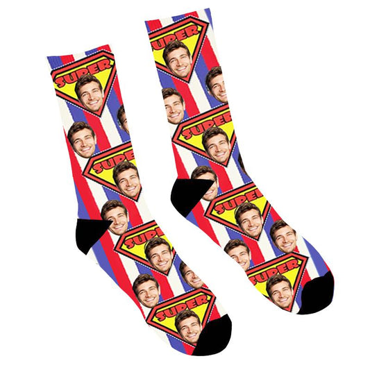 Custom Photo Socks Super Face