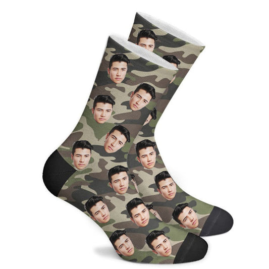 Custom Camouflage Color Face Socks Photo Socks - Make Custom Gifts