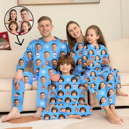 Custom Photo Pajamas Family Matching Set Christmas Matching Sleepwear Personalized Pajamas Santa And Animals