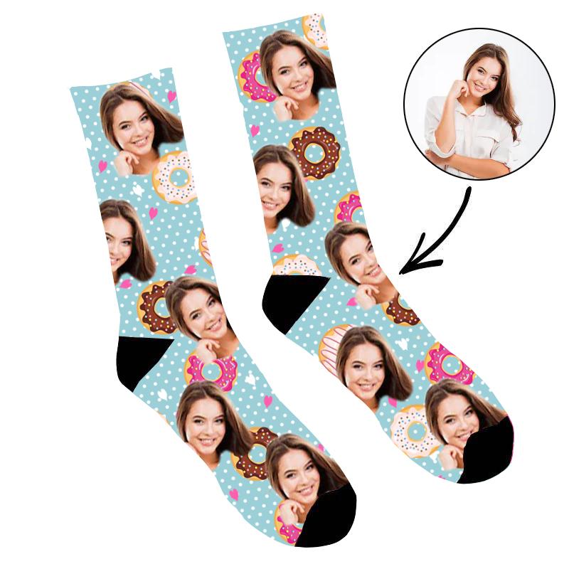 Custom Photo Socks Cute Donuts Socks