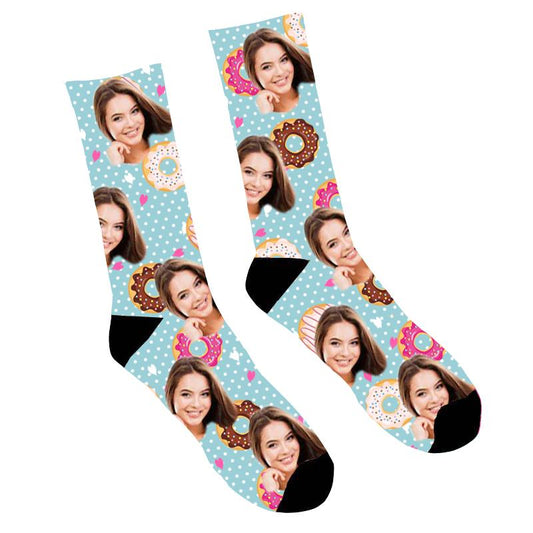 Custom Photo Socks Cute Donuts Socks