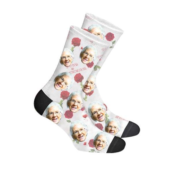 Custom Romantic Rose Photo Socks Face Socks - Make Custom Gifts