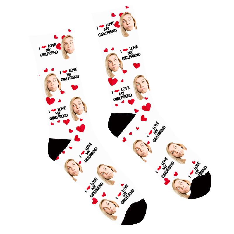 Custom Face Socks I Love My Girlfriend Socks - Make Custom Gifts