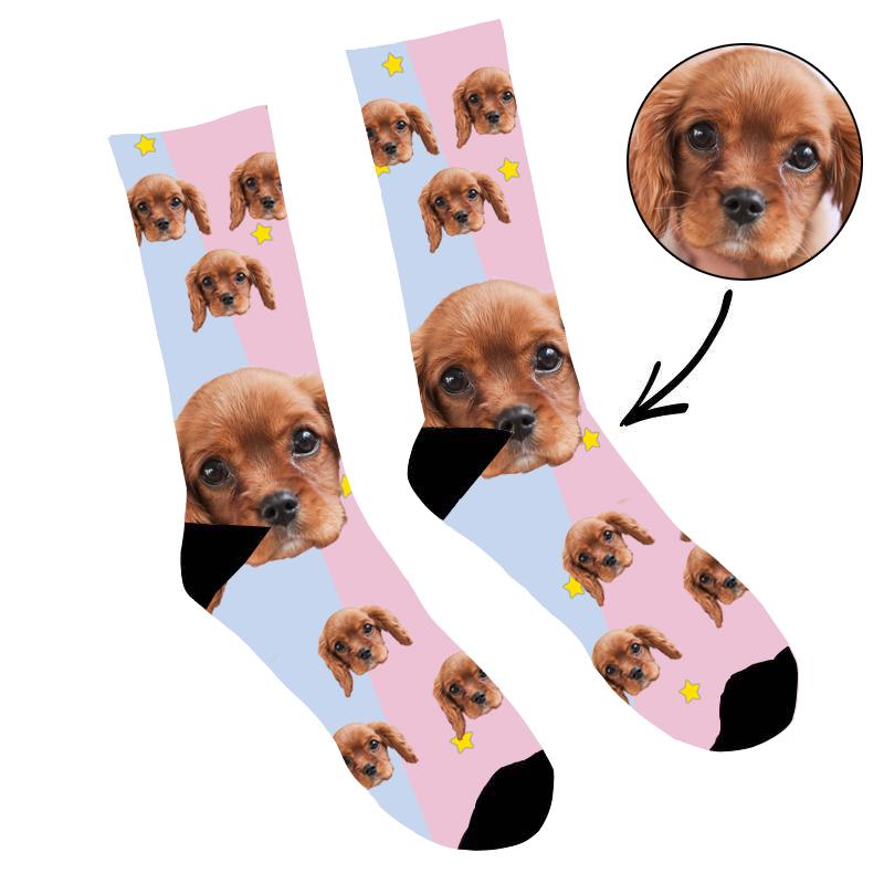 Custom Photo Socks Pink Dog Face