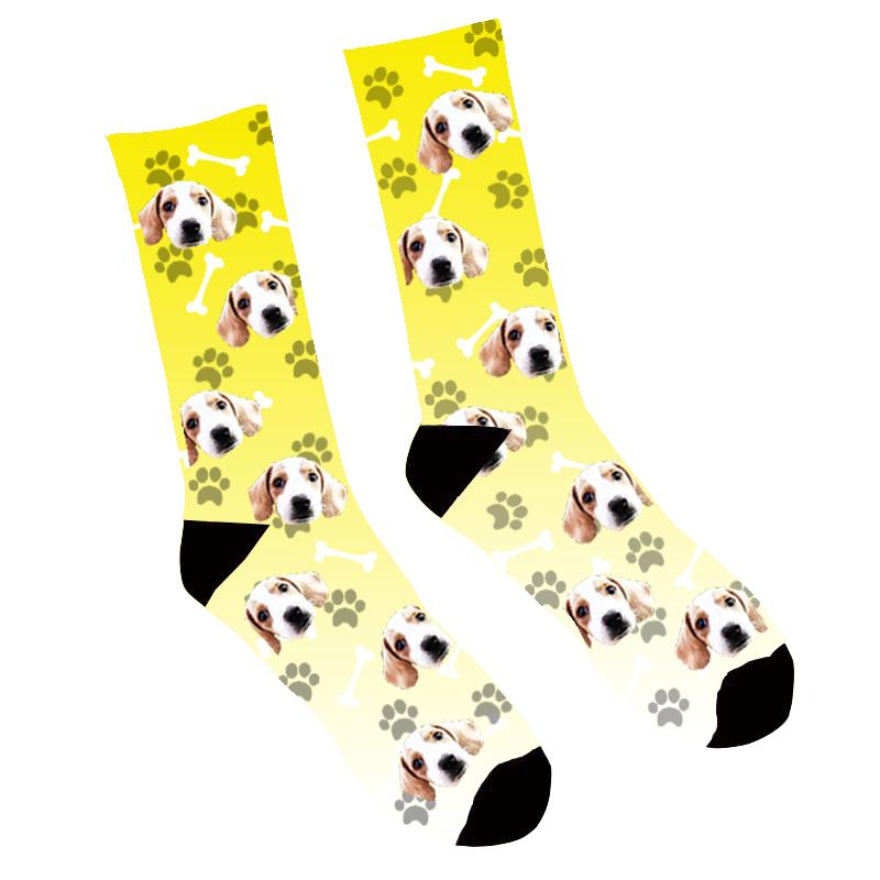 Custom Face Socks Gradient Yellow