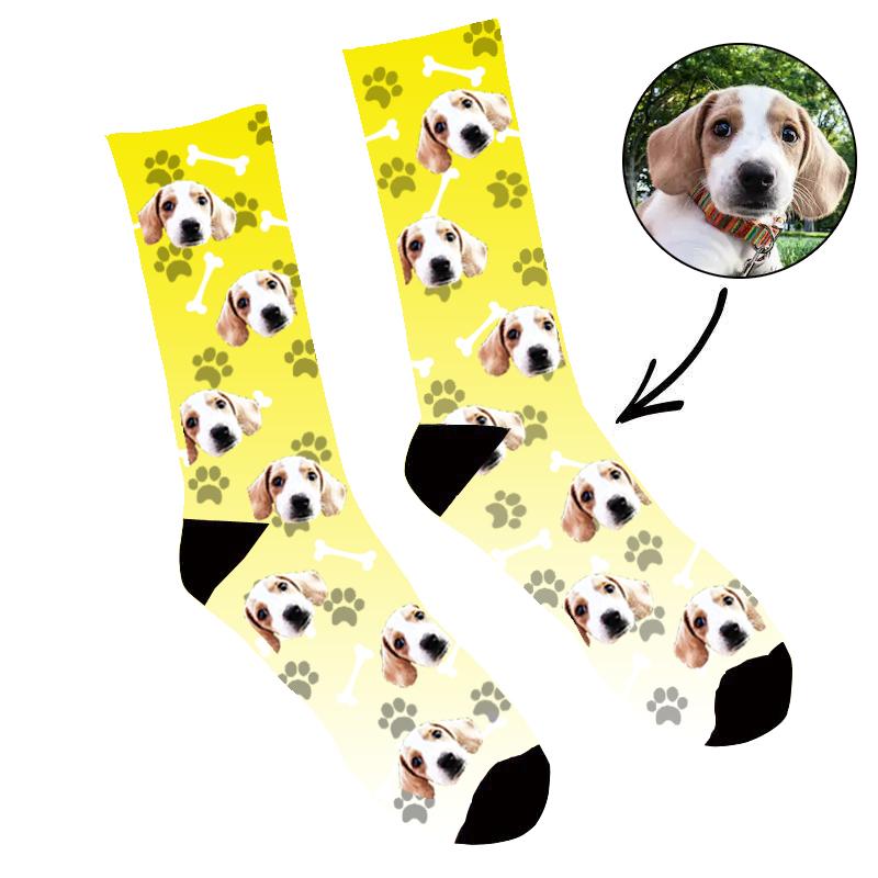 Custom Face Socks Gradient Yellow