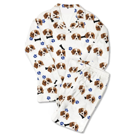 Custom Photo Pajamas Dog Footprint White