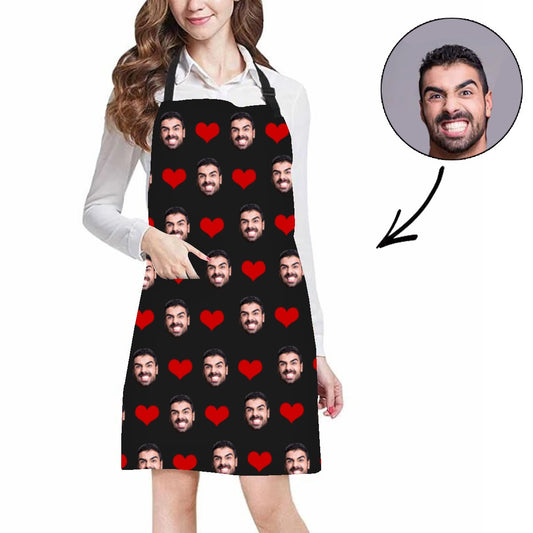 Custom Photo Apron Black Heart Face Apron