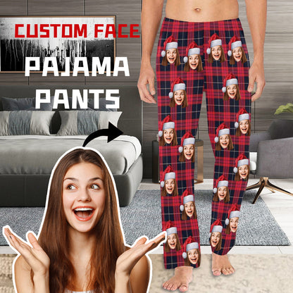 Face Pajamas Pants For Men Face On Pajamas Red Plaid Sleepwear Special Offer Christmas Gifts