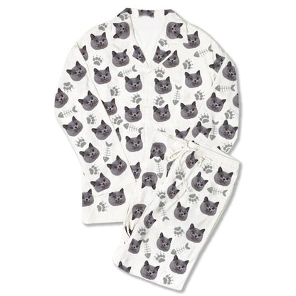 Custom Photo Pajamas Cat Footprint