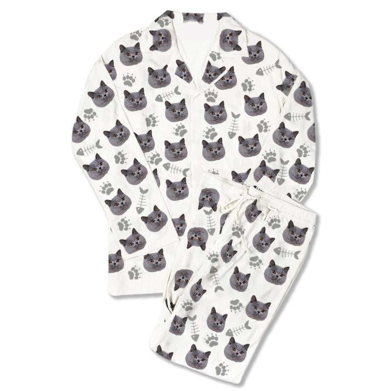 Pet Pajamas Custom Photo Pajamas Set Short Sleeve V-neck Pajama Women's Shorts Pajama Set Sleepwear Nightwear Dog Footprint Mother's Day Gifts