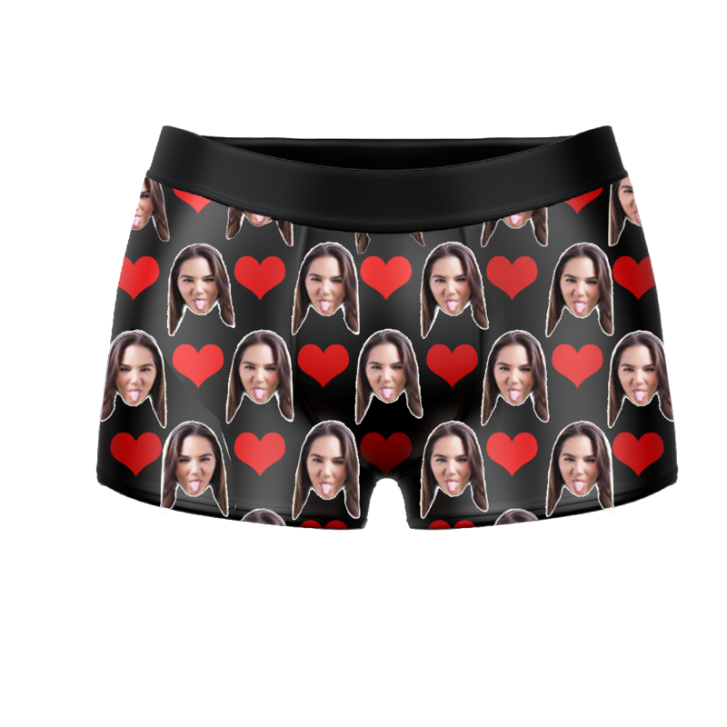 Custom Face Boxers - Heart Photo - Make Custom Gifts