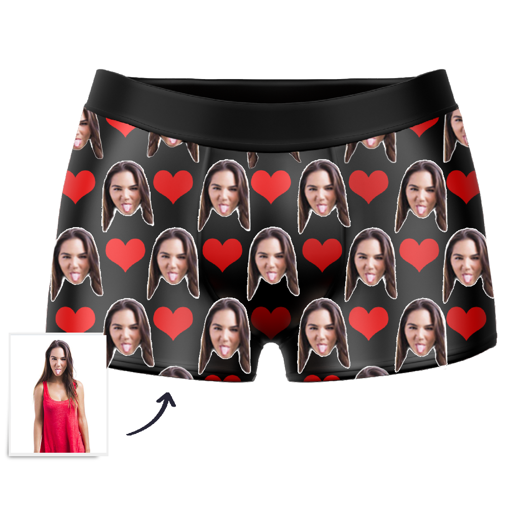 Custom Face Boxers - Heart Photo - Make Custom Gifts