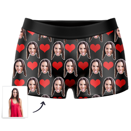 Custom Face Boxers - Heart Photo - Make Custom Gifts