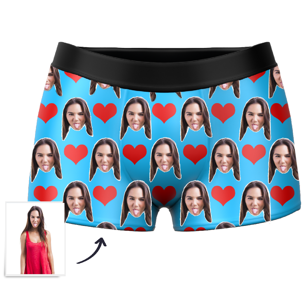 Custom Face Boxers - Heart Photo - Make Custom Gifts