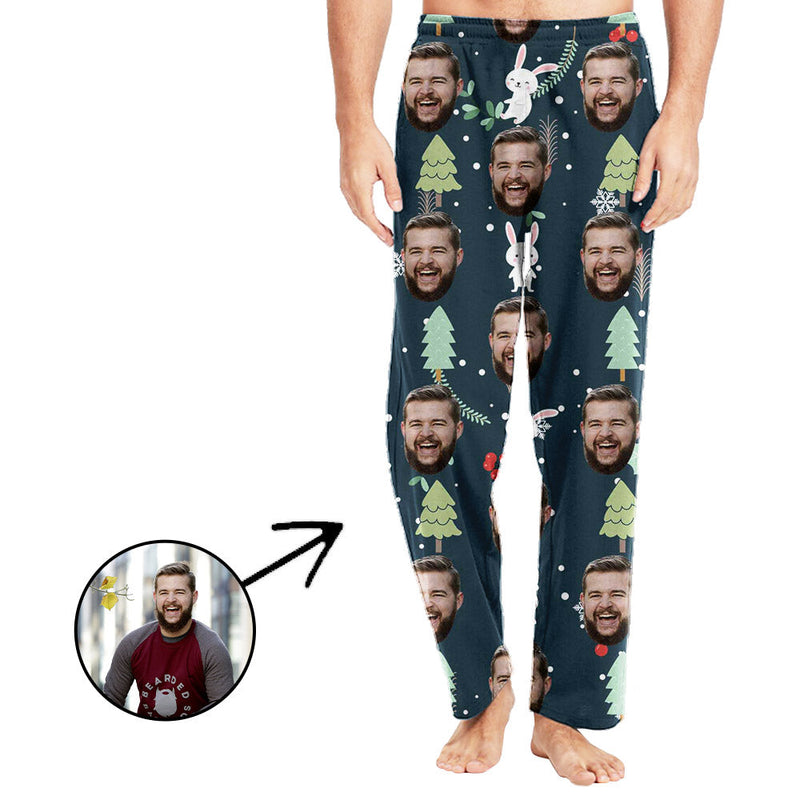 Custom Photo Pajamas Pants For Men Christmas Tree