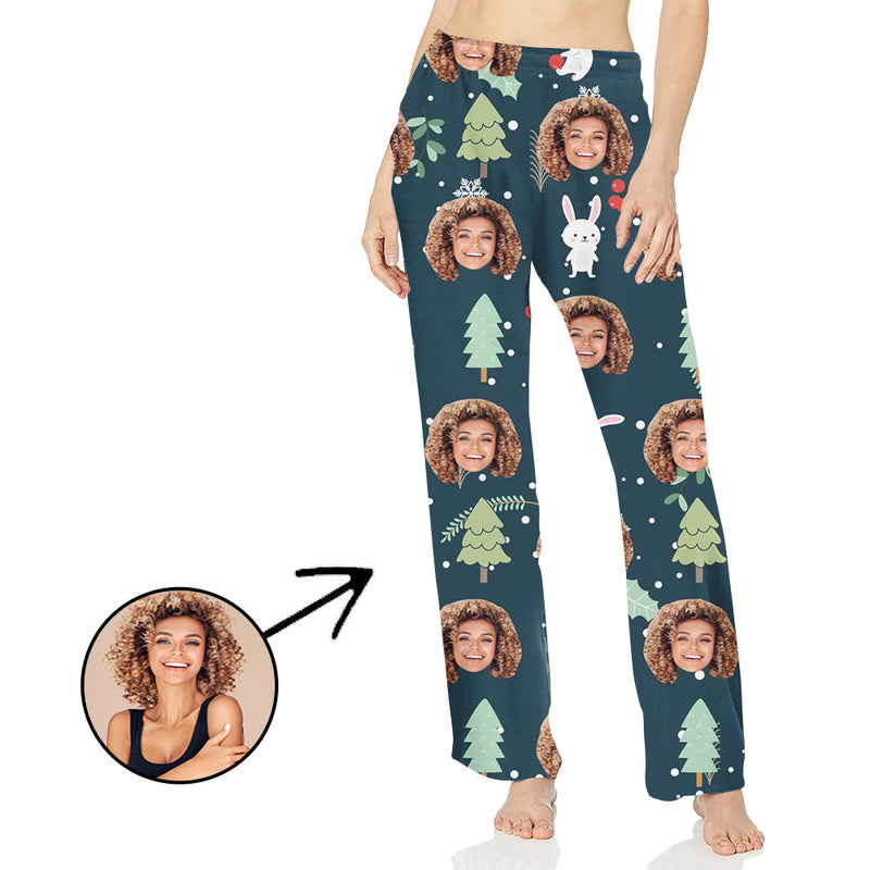 Custom Photo Pajamas Pants For Women Christmas Tree