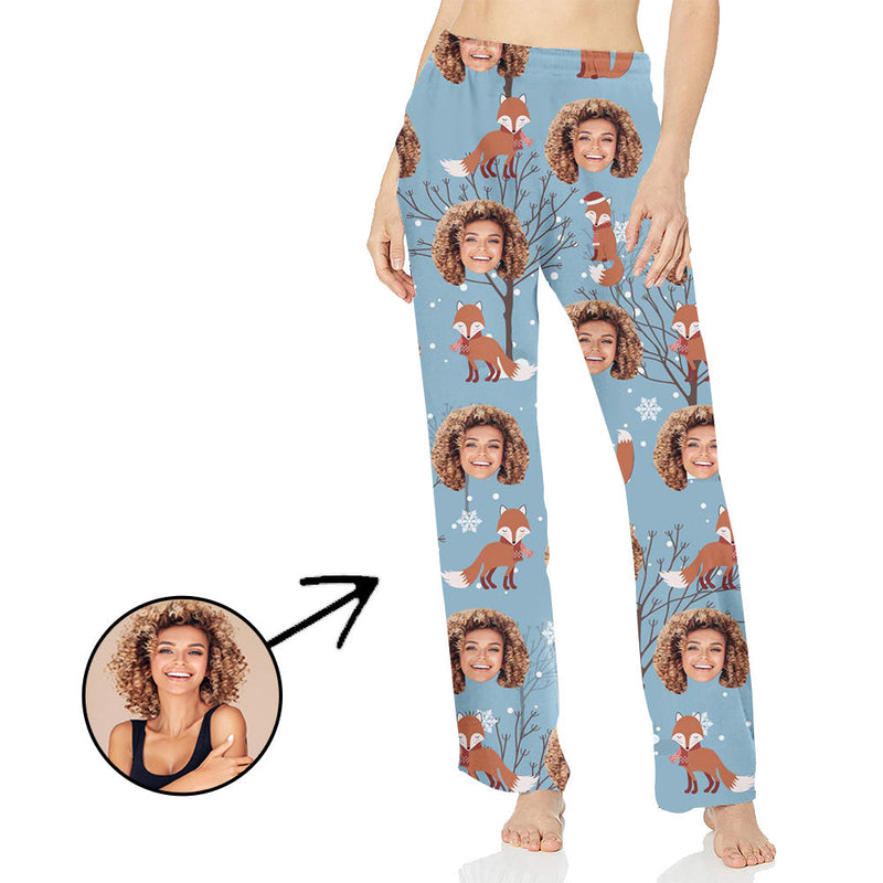 Custom Photo Pajamas Pants For Women Fox And Tree