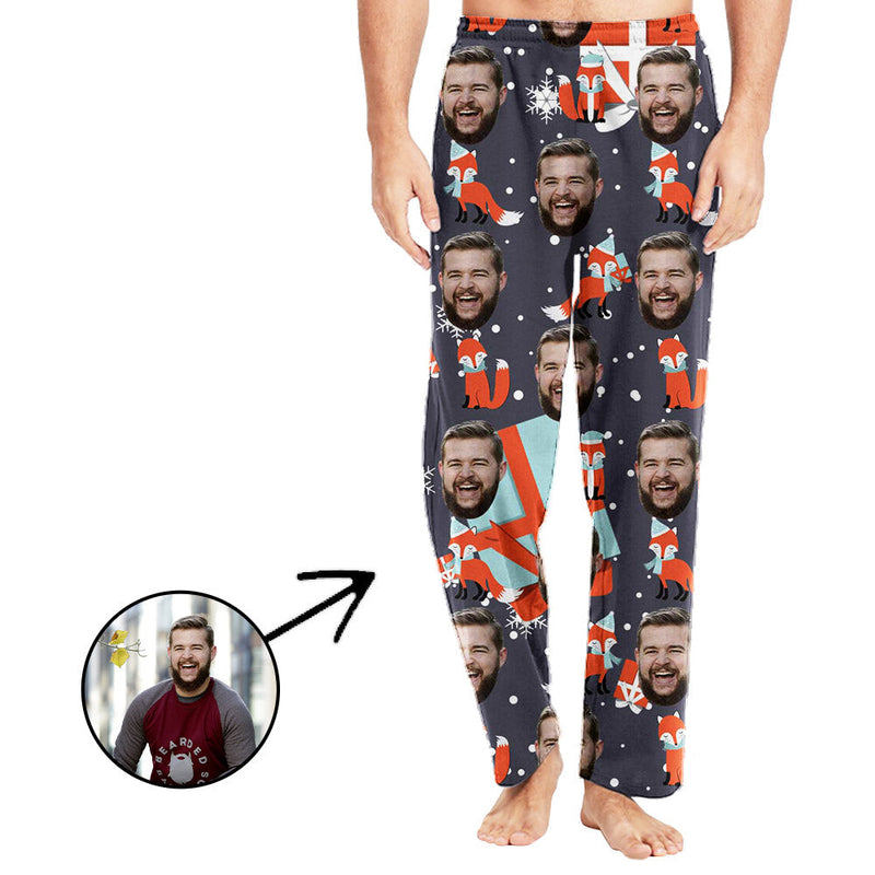 Custom Photo Pajamas Pants For Men Lovely Fox