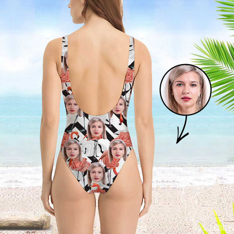Custom Swimsuit Personlized Swimsuit Face Swimsuit Tropical Island Face Personalized Bathing Suit For Women One Piece Swimsuit