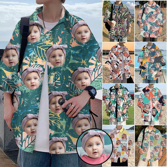 Custom Photo Hawaiian Shirt Tropical Vegetation All Over Print