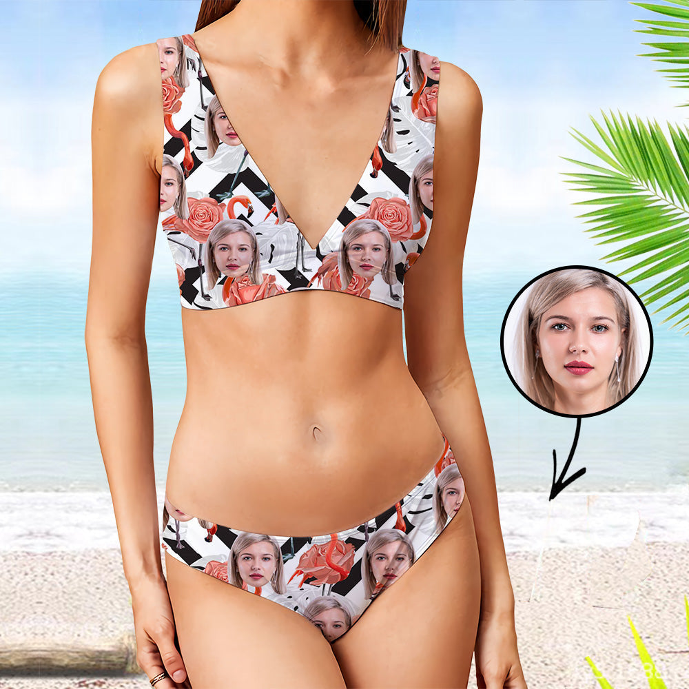 Custom Bikini Personlized Bikini Face Bikini Tropical Island Face Personalized Bathing Suit For Women Bikini Set