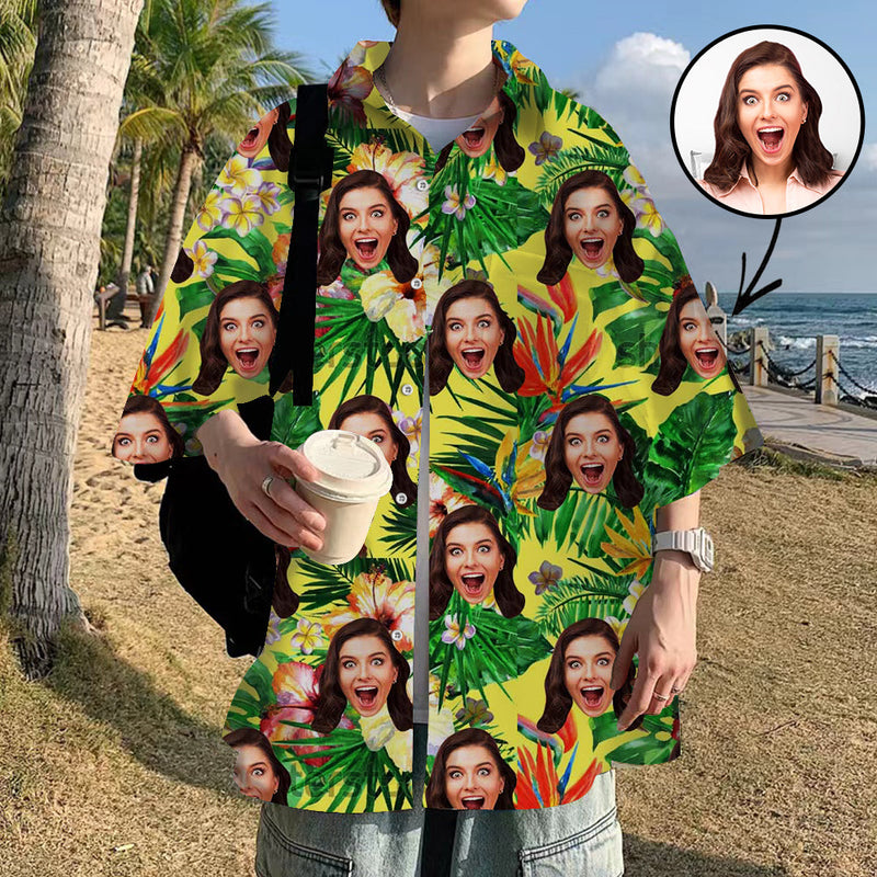 Custom Hawaiian Shirts with Face Hawaiian Shirts Tropical Aloha Shirt Flowers