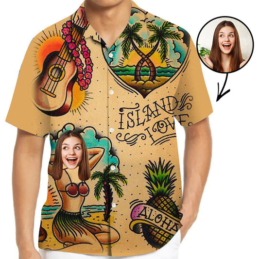 Custom Hawaiian Shirts with Face Hawaiian Shirts Tropical Aloha Shirt Island Love