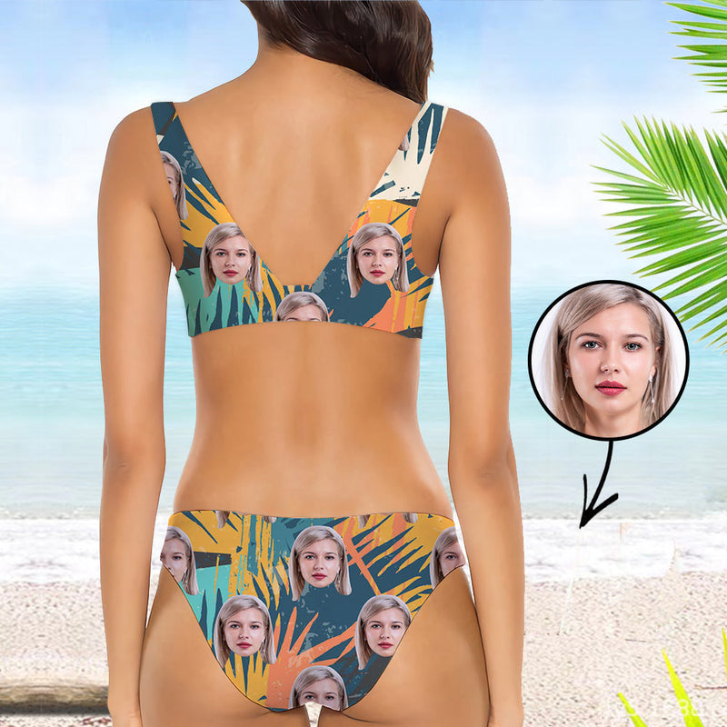 Custom Bikini Personlized Bikini Face Bikini Tropical Vegetation Face Personalized Bathing Suit For Women Bikini Set
