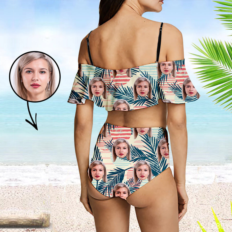 Buy Custom Face Swimsuit, Personalized Women Swimwear With Photo