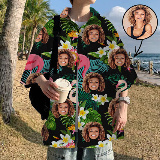 Custom Face Hawaiian Shirt For Boyfriend/Husband Personalized Hawaiian Shirt Flowers And Birds