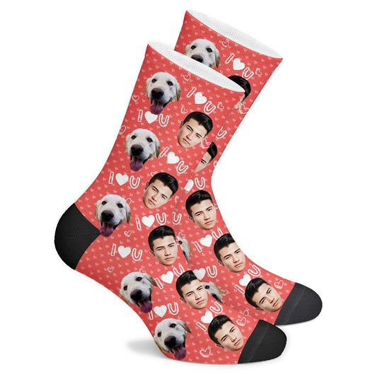 Custom I Love You Face Socks Photo Socks - Make Custom Gifts