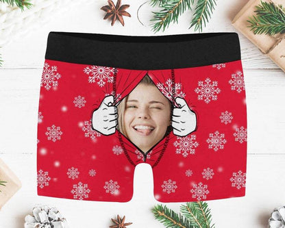 Funny Photo Underwear Personalized Snowflake Men Boxer