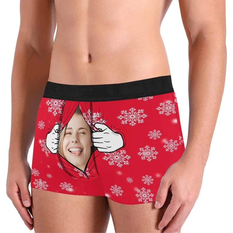 Funny Photo Underwear Personalized Snowflake Men Boxer