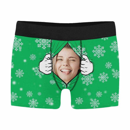 Funny Photo Underwear Personalized Snowflake Men Boxer