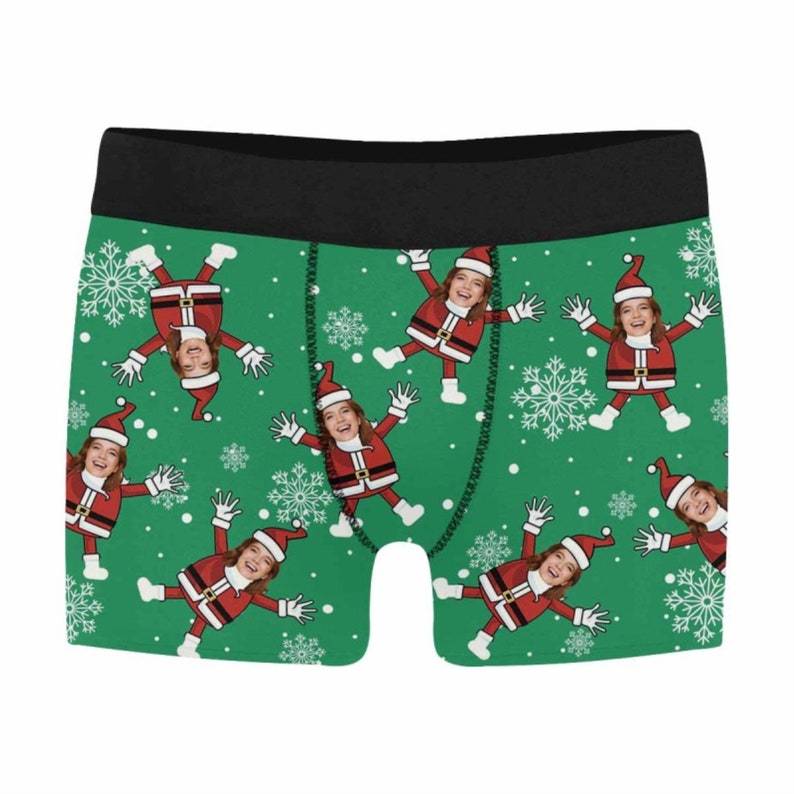 Custom Face Christmas Snow Men's Boxer Briefs Personalized Underwear Shorts