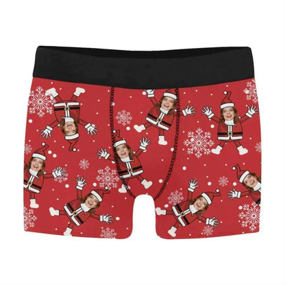 Custom Face Christmas Snow Men's Boxer Briefs Personalized Underwear Shorts