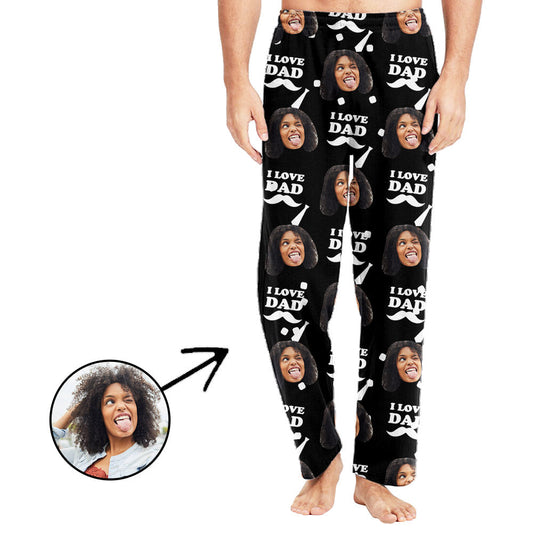 Custom Photo Pajamas Pants For Men I Love Dad Father's Day Gifts