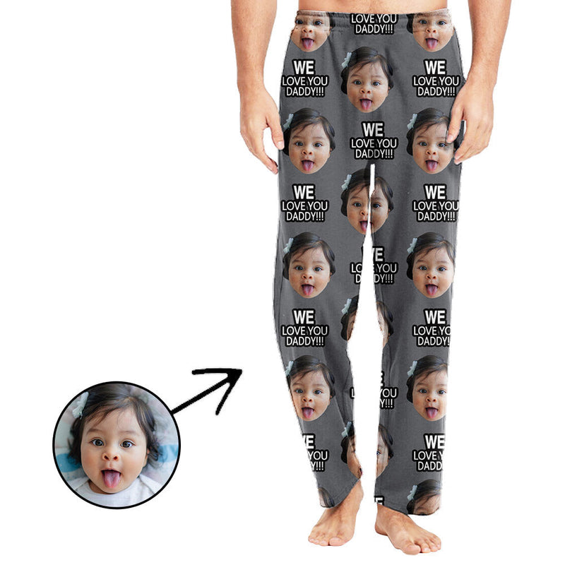 Custom Photo Pajamas Pants For Men We Love You Daddy Father's Day Gifts
