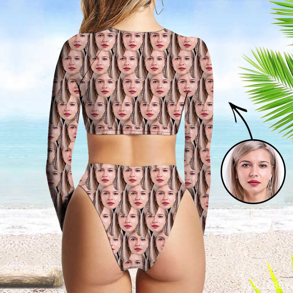 Custom Face Swimsuit Two Piece Face Swimsuit Face Bikini Mash Face Personalized Bathing Suit For Women