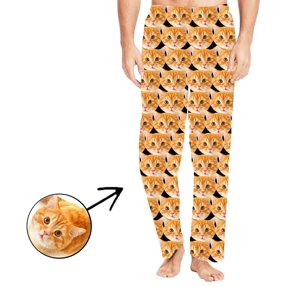 Custom Photo Pajamas Pants For Men Mash Face Long Sleeve