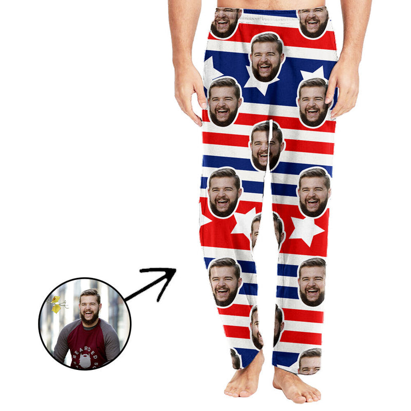 Custom Photo Pajamas Pants For Men I Love My Country Father's Day Gifts